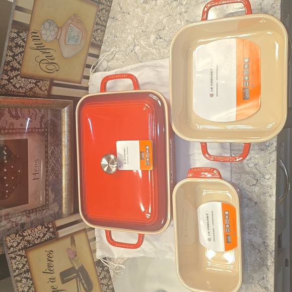 NWOT, Never Used  Le Creuset 4 Piece Set - Cerise Color - Picture 2 of 16